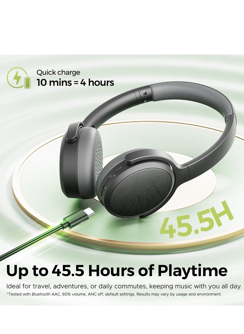 Space Lite Headband Bluetooth Headset Anc Noise Cancelling Headset V5.4, App Control,Weight 133g,Led Indication, Youth Version, For Music Sports Call black