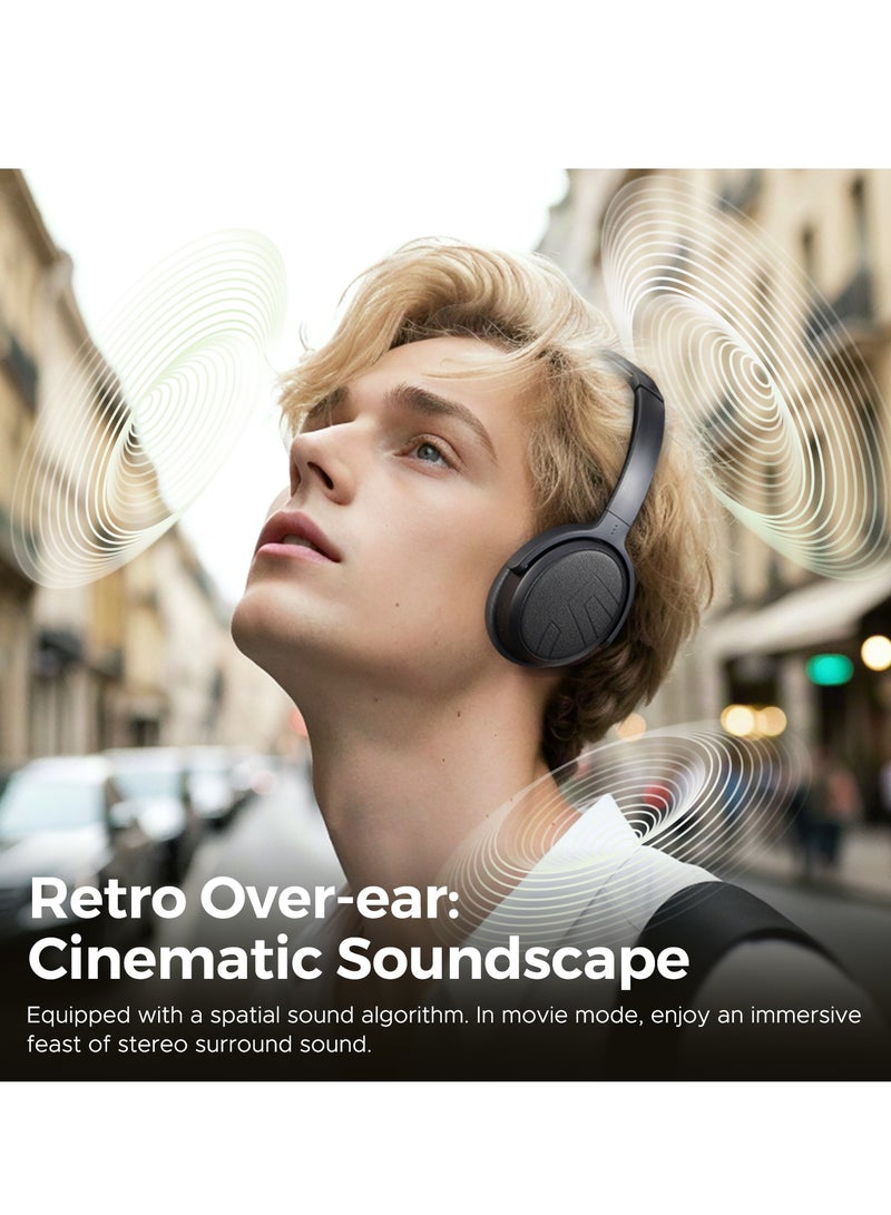 Space Lite Headband Bluetooth Headset Anc Noise Cancelling Headset V5.4, App Control,Weight 133g,Led Indication, Youth Version, For Music Sports Call black