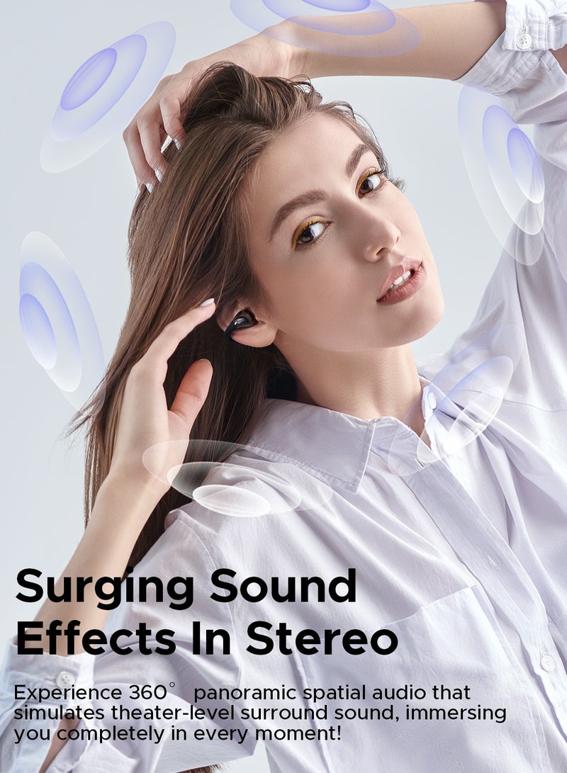 truefree B1 Wireless Bluetooth 5.4 Opean-Ear Open-Ear Headphones Dynamic Bass, 4 mics for Clear Calls, Dual Connection, Lightweight and Secure Fit, Ideal for Sports, App Control black