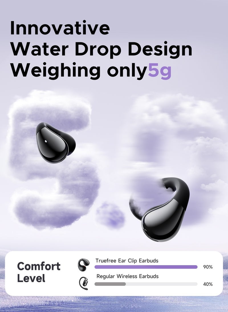 truefree B1 Wireless Bluetooth 5.4 Opean-Ear Open-Ear Headphones Dynamic Bass, 4 mics for Clear Calls, Dual Connection, Lightweight and Secure Fit, Ideal for Sports, App Control black