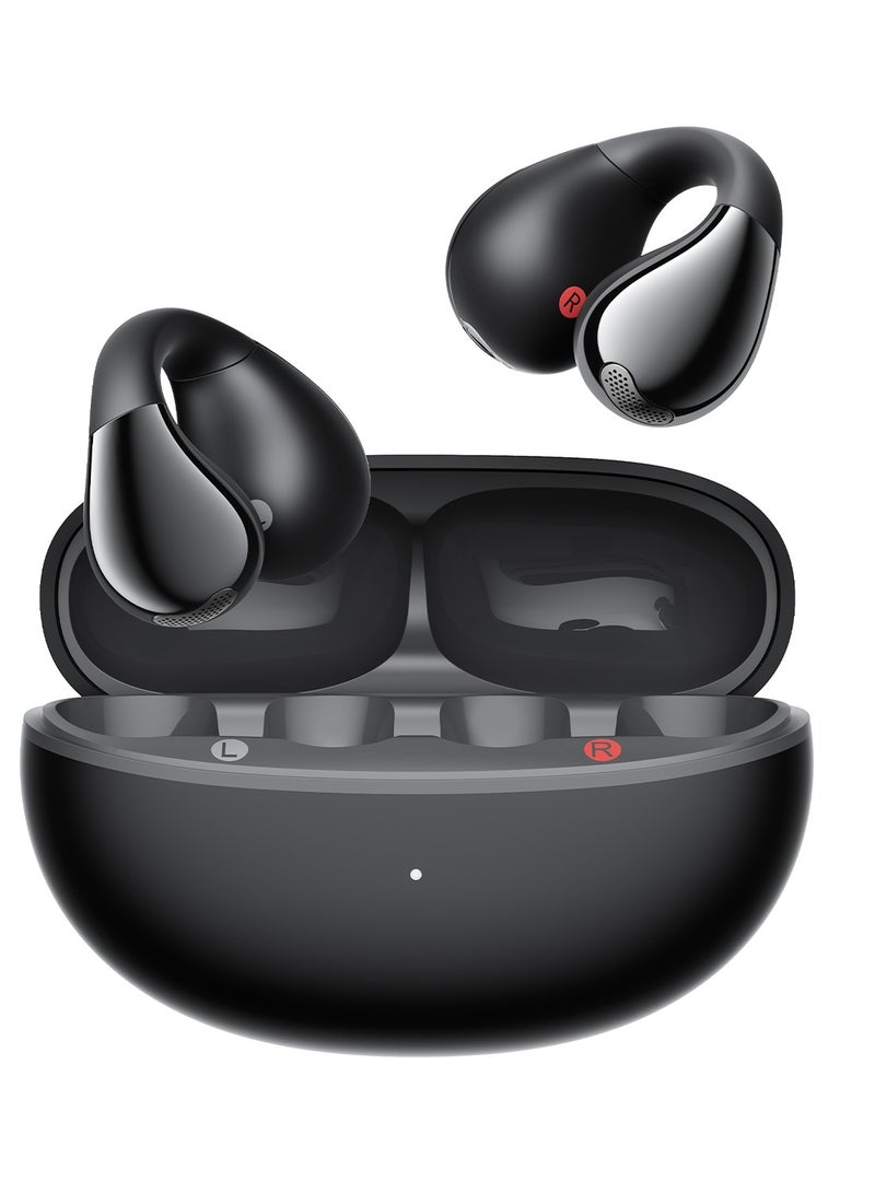 truefree B1 Wireless Bluetooth 5.4 Opean-Ear Open-Ear Headphones Dynamic Bass, 4 mics for Clear Calls, Dual Connection, Lightweight and Secure Fit, Ideal for Sports, App Control black