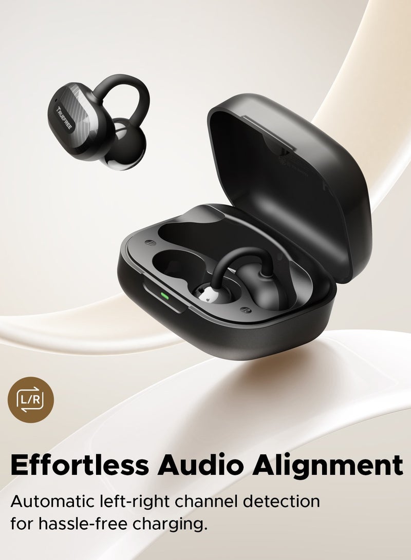 Truefree C10 Wireless Headset, Open-Ear Headset with Clip, Bluetooth 5.4, Spatial Sound, 28 Hours, IPX5 Waterproof, Clear Calls, Dual Connection, Customisable App black
