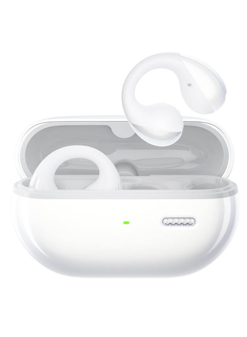 PearlClip Pro Open-Ear Earbuds, Bluetooth 5.4 Clip On Headphones, IPX5 Waterproof, Wireless Earbuds with 24 Hours Playtime, APP Control for Running/Cycling/Fitness white