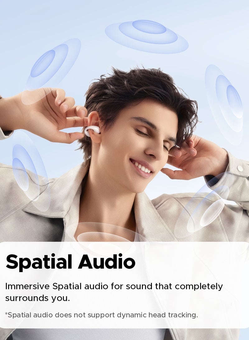 PearlClip Pro Open-Ear Earbuds, Bluetooth 5.4 Clip On Headphones, IPX5 Waterproof, Wireless Earbuds with 24 Hours Playtime, APP Control for Running/Cycling/Fitness white