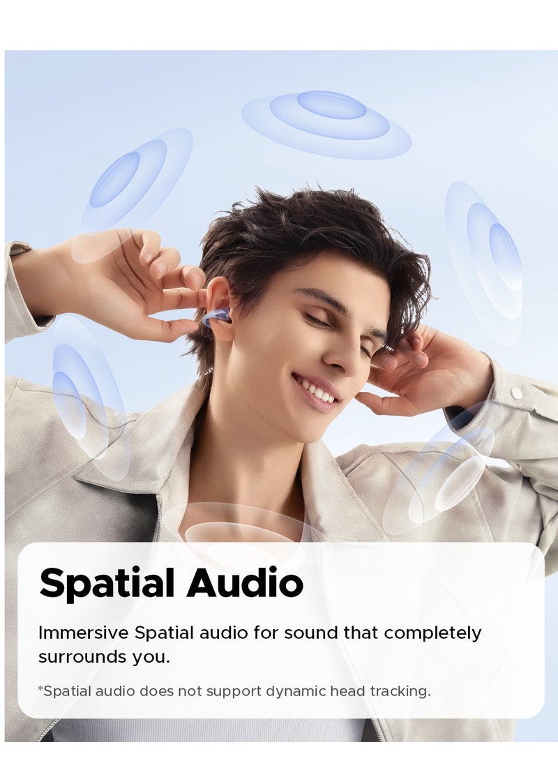 PearlClip Pro Open-Ear Earbuds, Bluetooth 5.4 Clip On Headphones, IPX5 Waterproof, Wireless Earbuds with 24 Hours Playtime, APP Control for Running/Cycling/Fitness purple