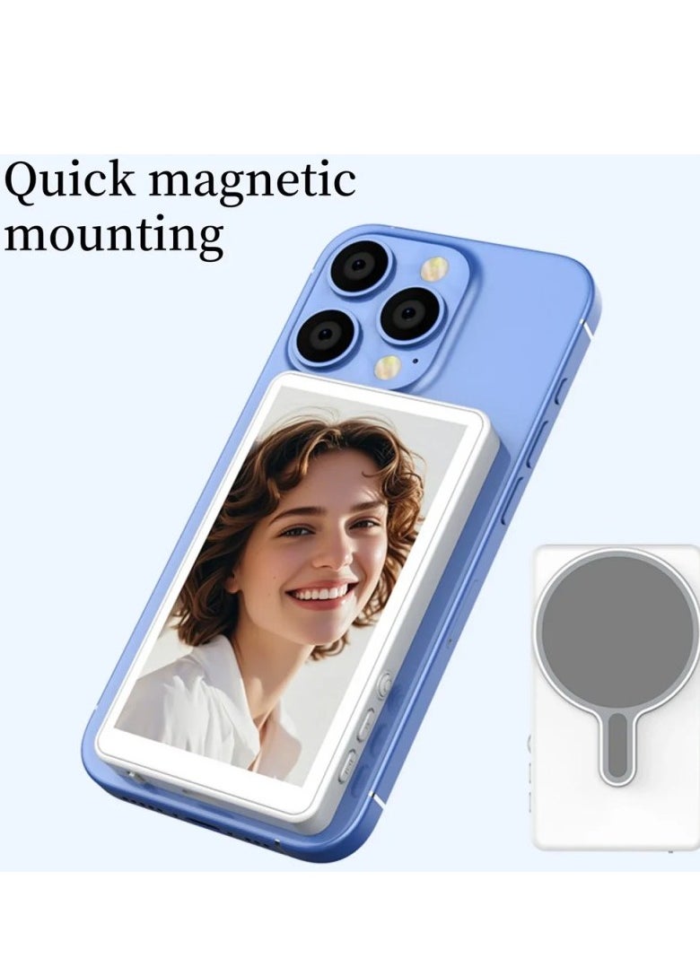Mag Selfie Display – Real-Time Rear Camera Sync for Smartphones via Bluetooth with Magnetic Mount, Wireless Remote & Stand – Ideal for Vlog, Live Stream, Selfies & Solo Photography – Compact Portable 4