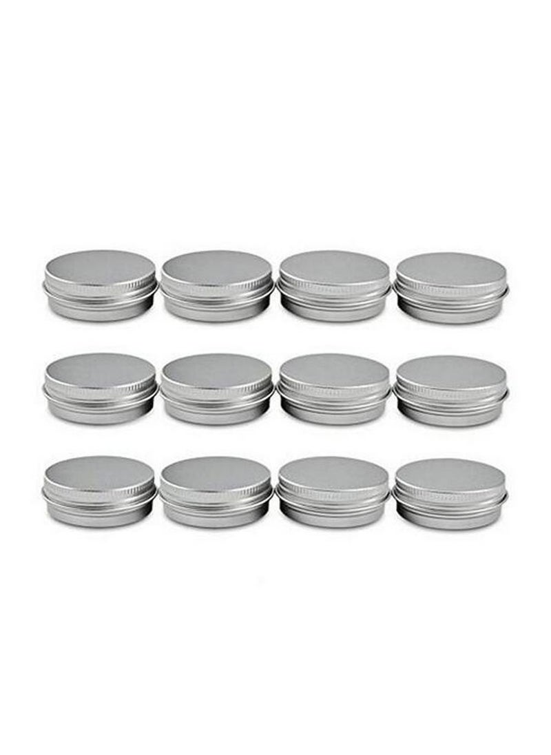 2 Oz, 60 ML Gram Jar Aluminum Round Tins Cosmetic Sample Metal Tins Empty Container With Tight Sealed Twist Screwtop Cover Small Ounce for Lip Balm Make Up Lip Gloss Eye Shadow Powder Pack of 12