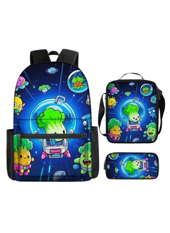 Cartoon three-piece schoolbag with zipper - 607