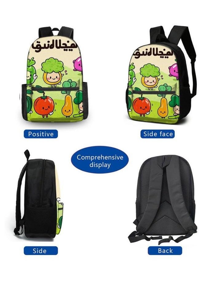 Cartoon three-piece schoolbag with zipper - 573