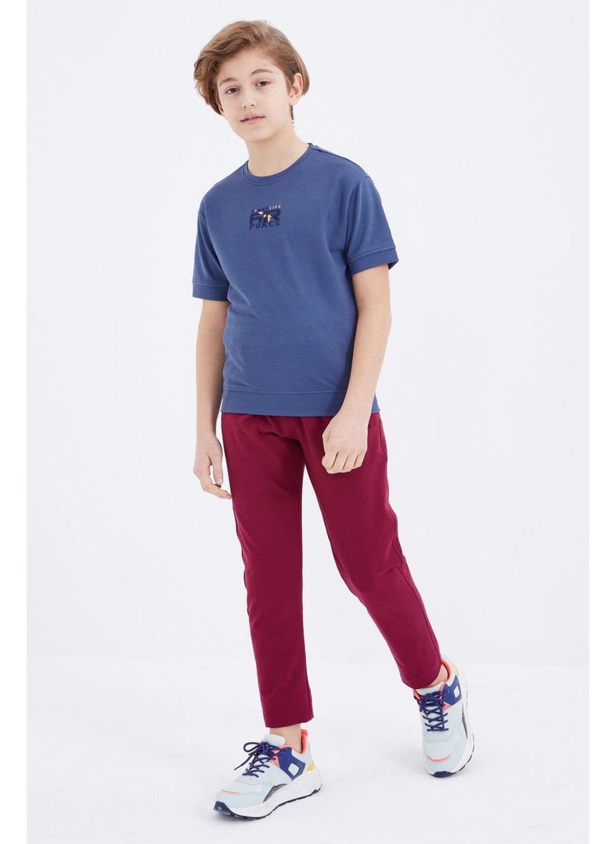Purple Laced Narrow Leg Basic Boy Tracksuit Bottom - 10858