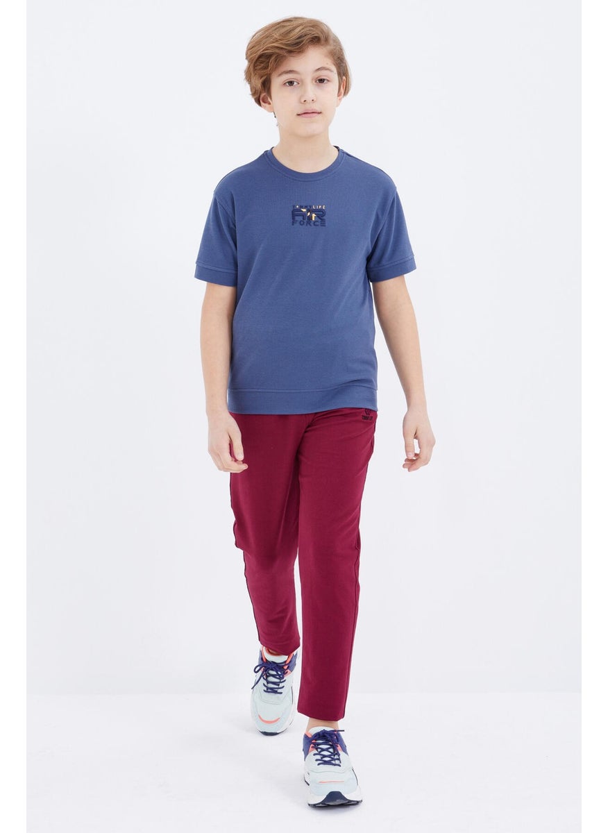 Purple Laced Narrow Leg Basic Boy Tracksuit Bottom - 10858
