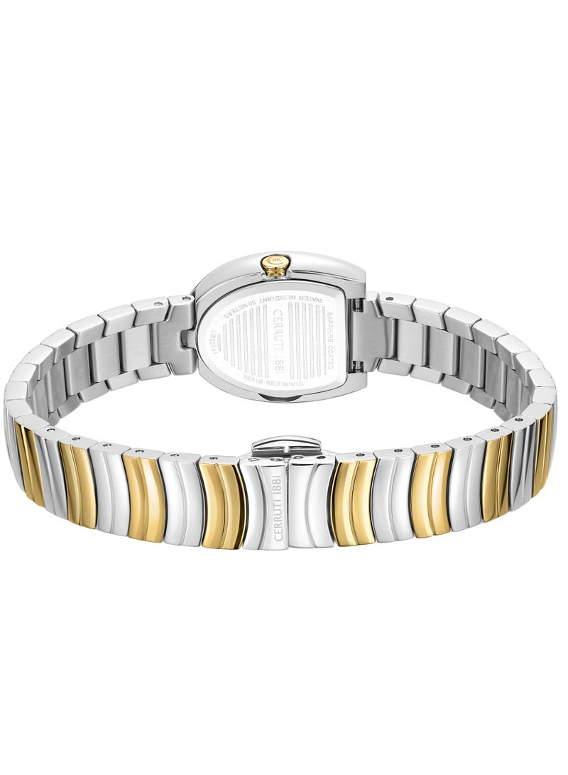 Women's Lerici Analog Watch - White Mother of Pearl Dial, Roman Numerals, Two Tone Bracelet