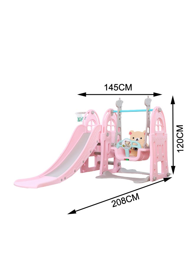 Children Playground Combination Plastic Swing And Slide With Basket Ball Hoop 208x145x120cm