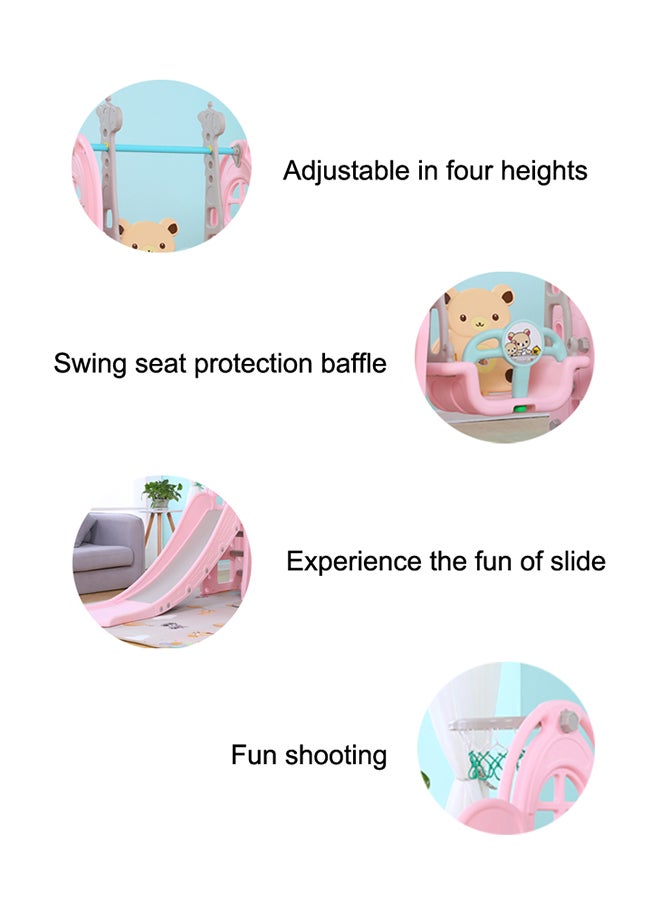 Children Playground Combination Plastic Swing And Slide With Basket Ball Hoop 208x145x120cm