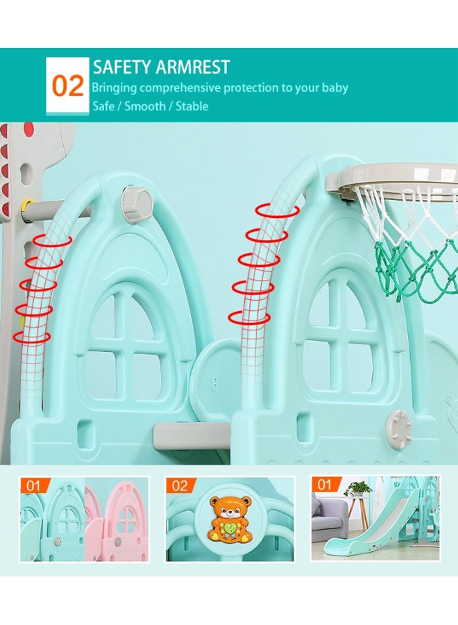 3-In-1 Swing And Slide With Basketball Hoop For Kids 208X145X120cm