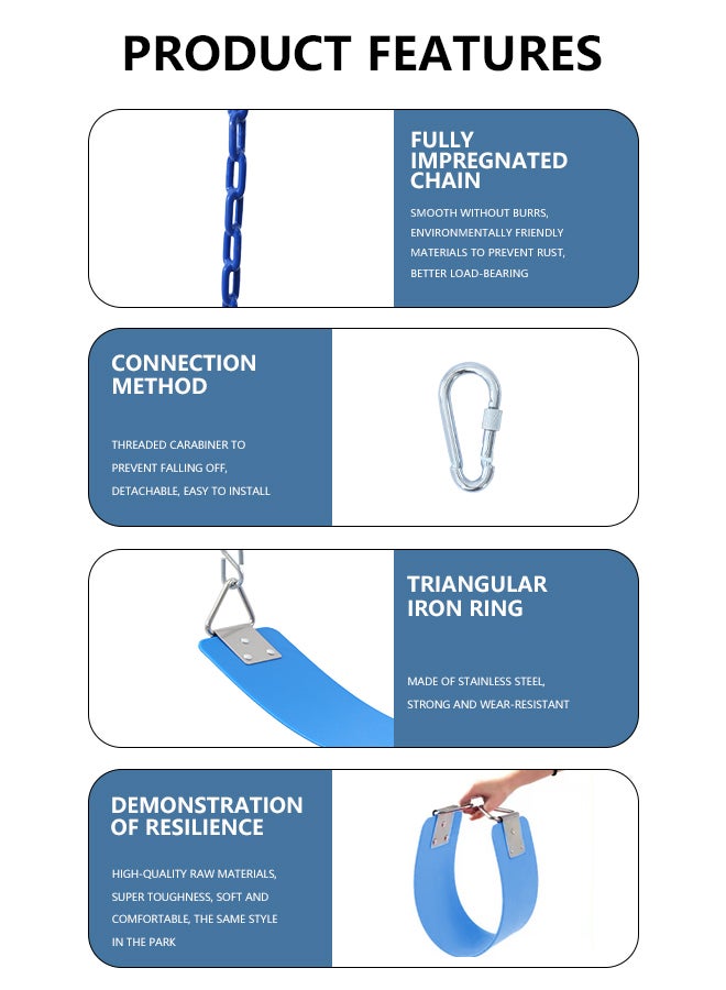 Durable Swings Seats Chain Set With Quick Link Hooks 61x15x150cm