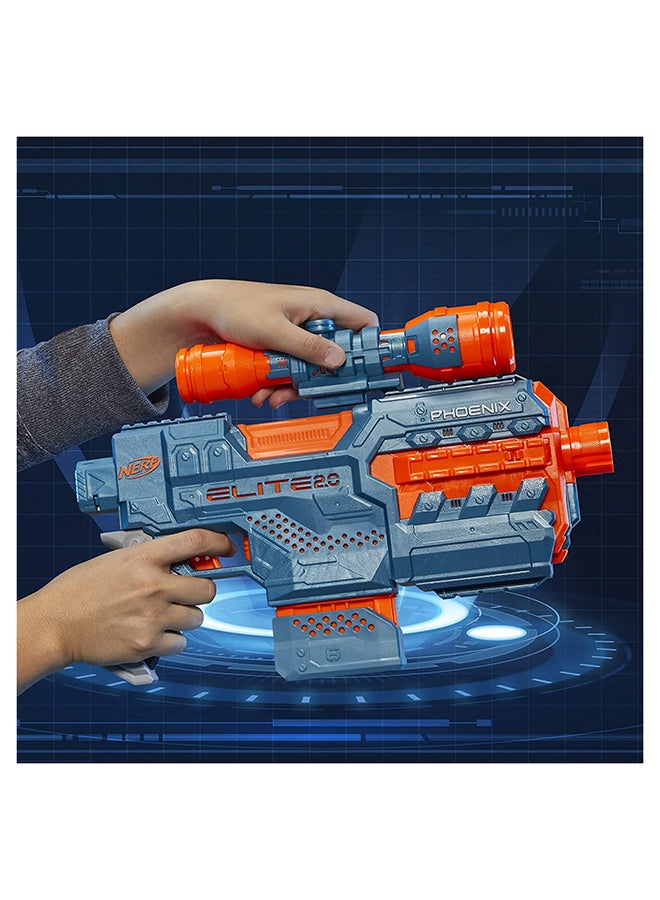 Elite 2.0 Phoenix Cs-6 Motorized Blaster, 12 Official Darts, 6-Dart Clip, Scope, Tactical Rails, Barrel And Stock Attachment Points