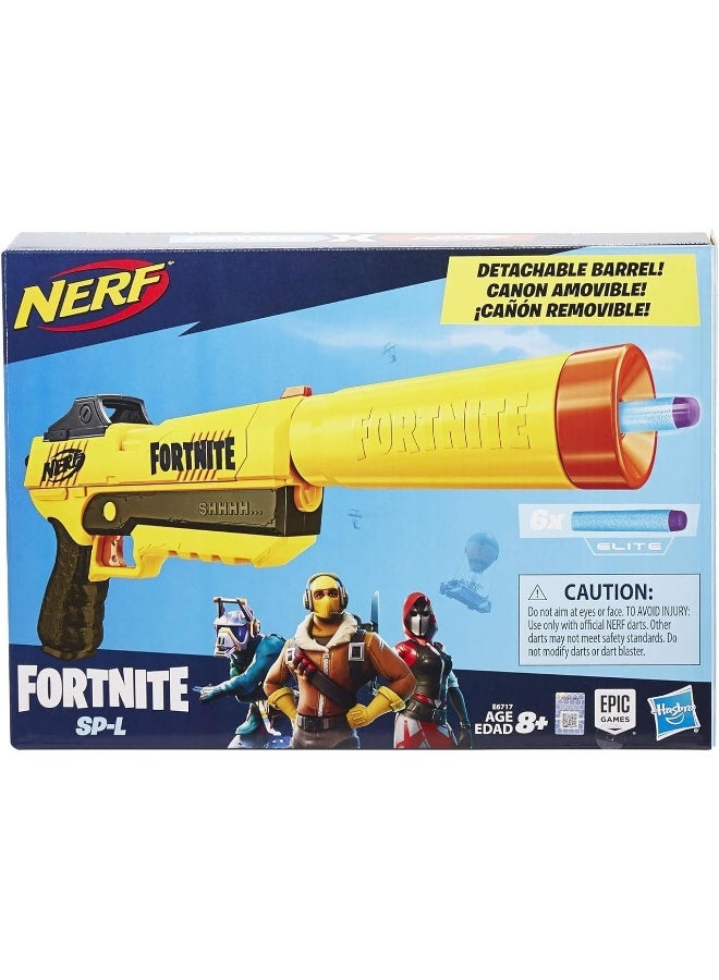Fortnite Sp-L Nerf Elite Dart Blaster With Detachable Barrel And 6 Official Nerf Fortnite Elite Darts For Youth, Teens, Adults