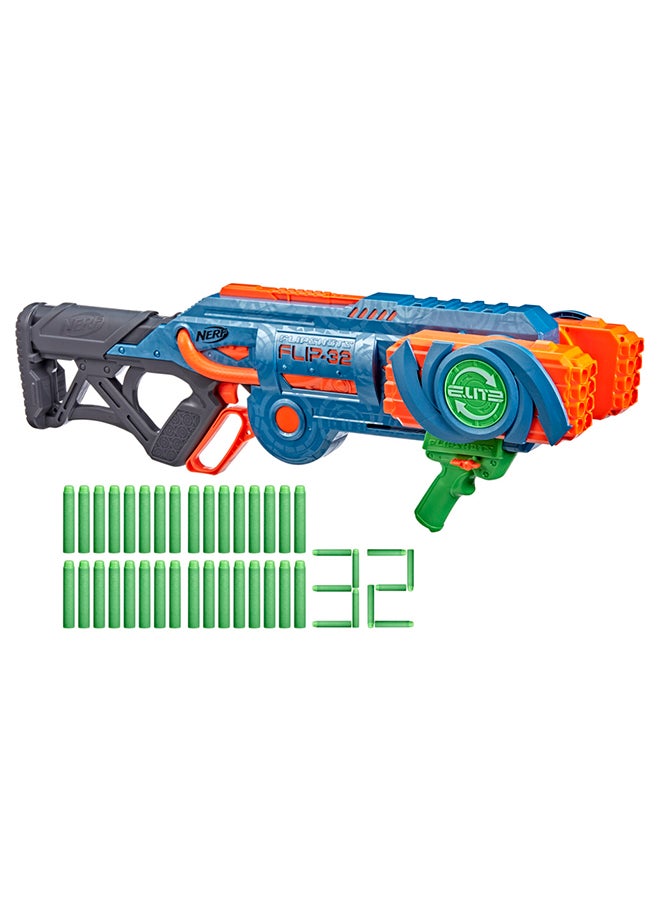 Nerf Elite 2.0 Flipshots Flip-32 Blaster with 32 Dart Barrels, 32 Nerf Elite Darts