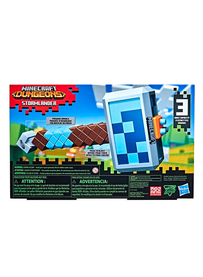 Nerf Minecraft Stormlander Dart-Blasting Hammer, Fires 3 Darts, Includes 3 Official Nerf Elite Darts, Pull-Back Priming Handle