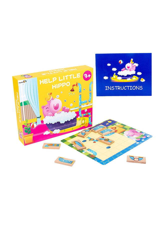Wooden Hippo Bathing Water Pipe Connection Jigsaw Puzzle Game