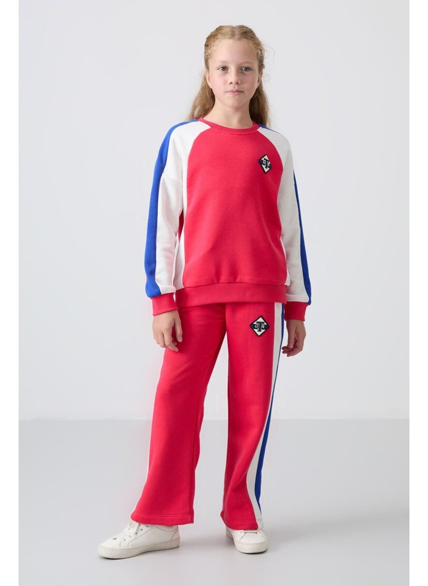 Viva Red Cotton Fluffy Soft Texture Standard Fit Printed Girls Tracksuit - 75165