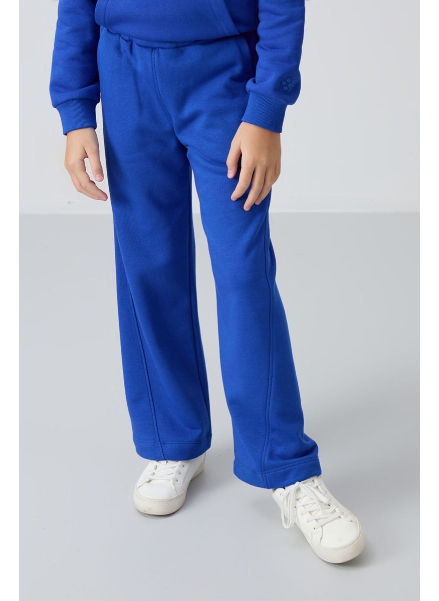 Night Blue Cotton Fluffy Soft Texture Standard Fit Embroidered Girls Tracksuit - 75162