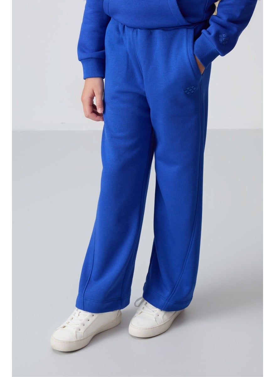 Night Blue Cotton Fluffy Soft Texture Standard Fit Embroidered Girls Tracksuit - 75162