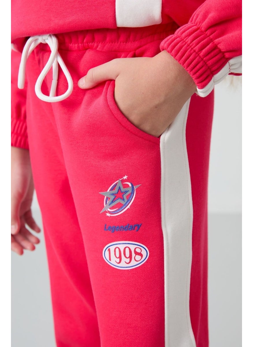 Viva Red Cotton Fluffy Soft Texture Standard Fit Printed Girls Tracksuit - 75166