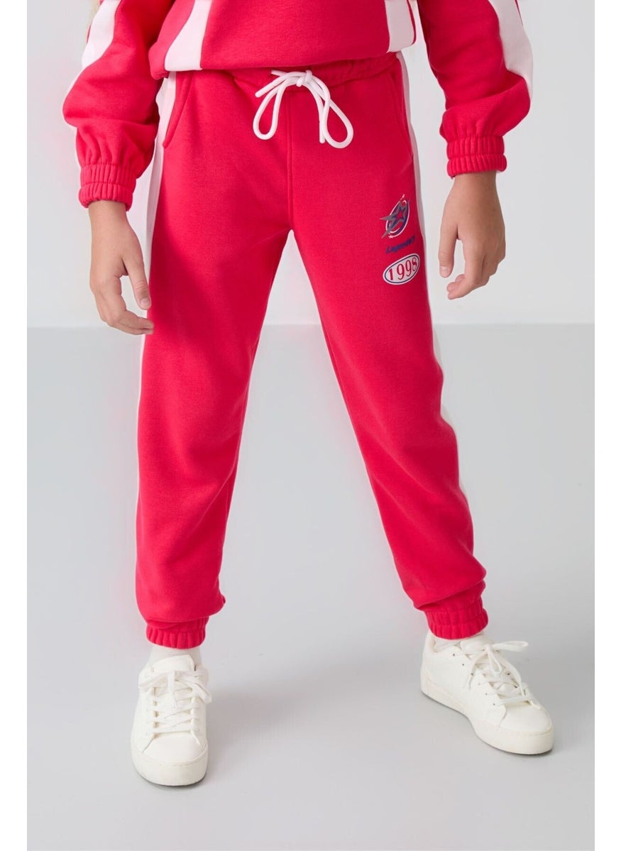 Viva Red Cotton Fluffy Soft Texture Standard Fit Printed Girls Tracksuit - 75166