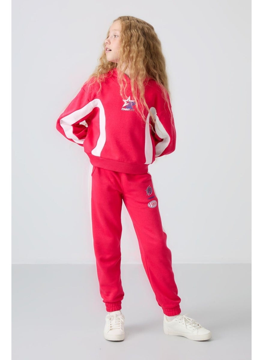 Viva Red Cotton Fluffy Soft Texture Standard Fit Printed Girls Tracksuit - 75166