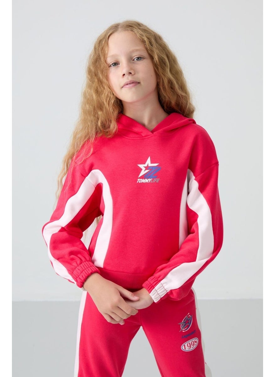 Viva Red Cotton Fluffy Soft Texture Standard Fit Printed Girls Tracksuit - 75166