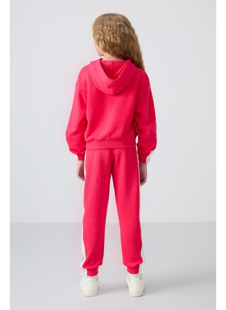 Viva Red Cotton Fluffy Soft Texture Standard Fit Printed Girls Tracksuit - 75166