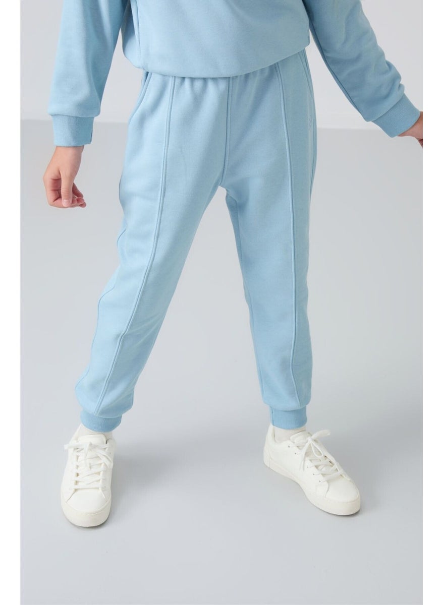 Light Blue Cotton Fluffy Soft Texture Oversize Embroidered Girl Tracksuit - 75145