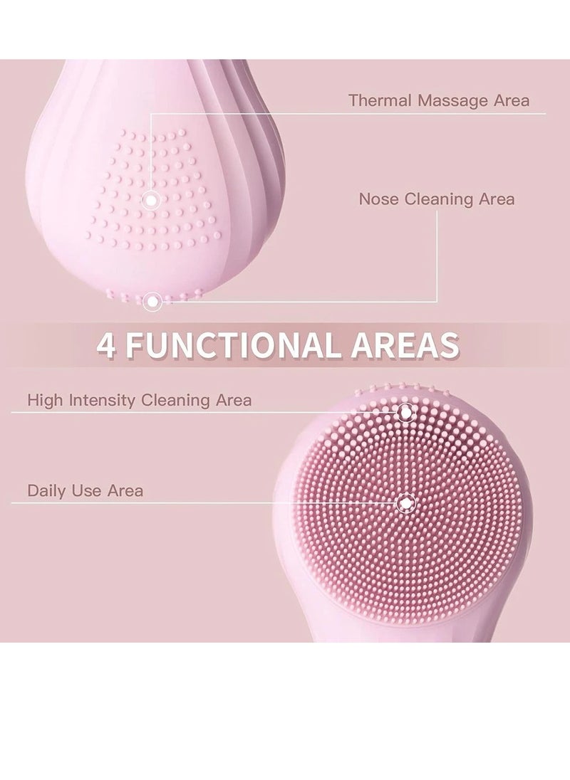 Silicone Face Scrubber Exfoliator, IPX7 Waterproof Silicone Face Wash Brush, Portable Rechargeable Facial Cleaner, Vibrating Deep Clean Face Cleaner For Men And Women, (1pc, Purple)