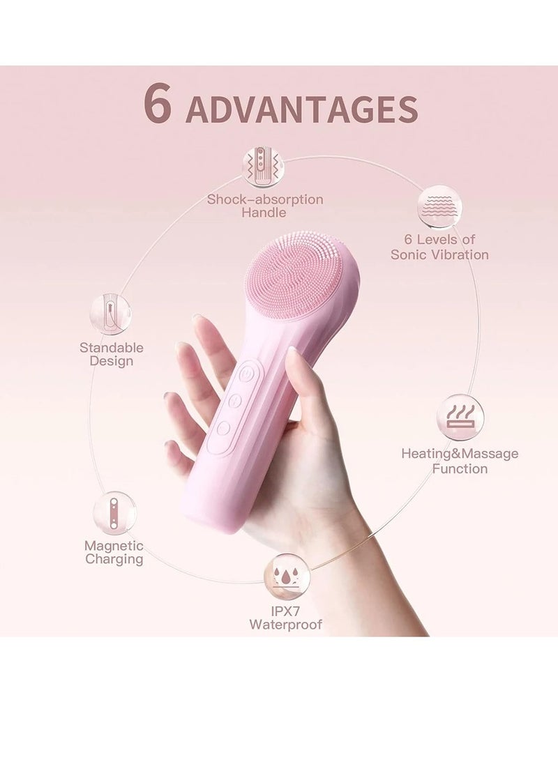 Silicone Face Scrubber Exfoliator, IPX7 Waterproof Silicone Face Wash Brush, Portable Rechargeable Facial Cleaner, Vibrating Deep Clean Face Cleaner For Men And Women, (1pc, Purple)