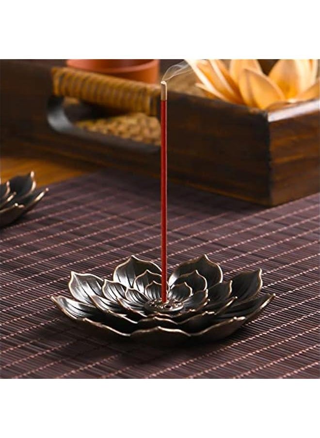 Incense Burner - Lotus Stick Incense Holder 6 Incense Holes with Detachable Ash Catcher 2Pcs