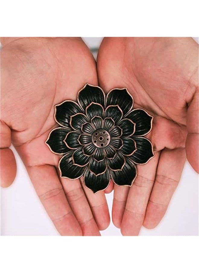 Incense Burner - Lotus Stick Incense Holder 6 Incense Holes with Detachable Ash Catcher 2Pcs