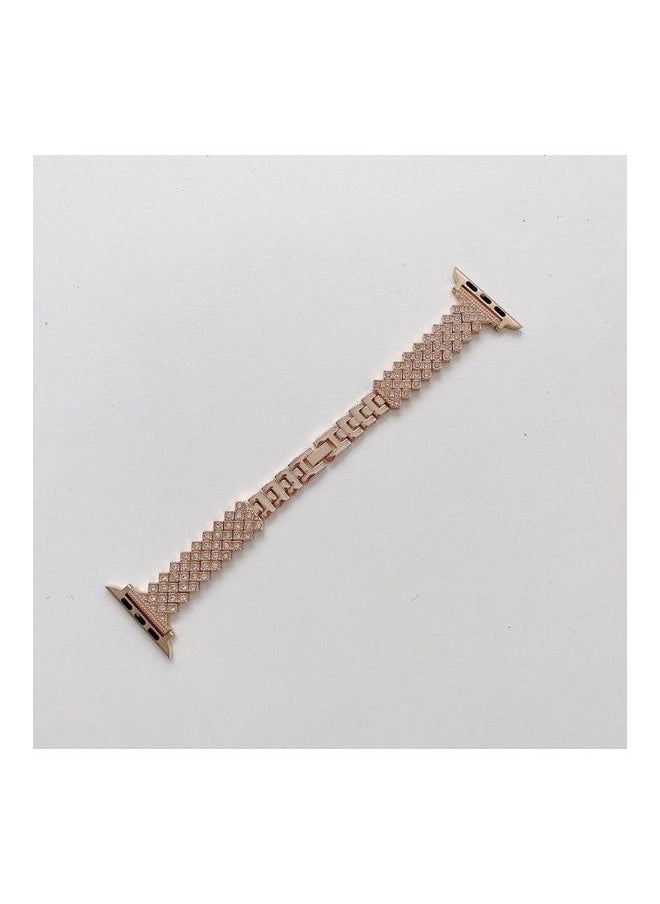 Diamond Metal Replacement Wrist Strap with Protective Case For Apple Watch Series 3/2/1 38mm Rose Gold