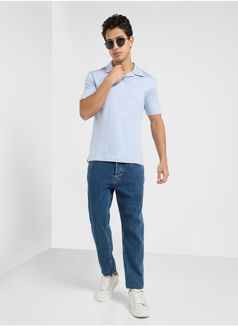 Cuban Collar Short Sleeve Polo