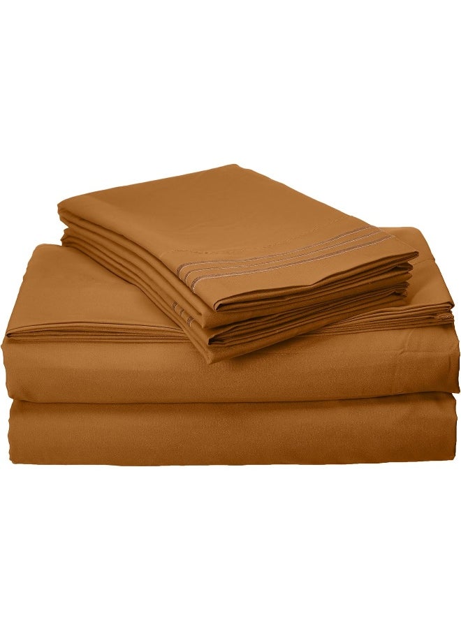 Elegant Comfort 1500 Thread Count Egyptian Quality 4-Piece Bed Sheet Sets, Deep Pockets - Luxurious Wrinkle Free & Fade Resistant, King, Bronze