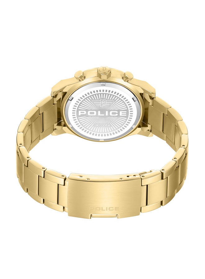 Men's Knotty 42mm Multi-Function Watch with Ion-Plated Gold Top Ring & Stainless Steel Bracelet