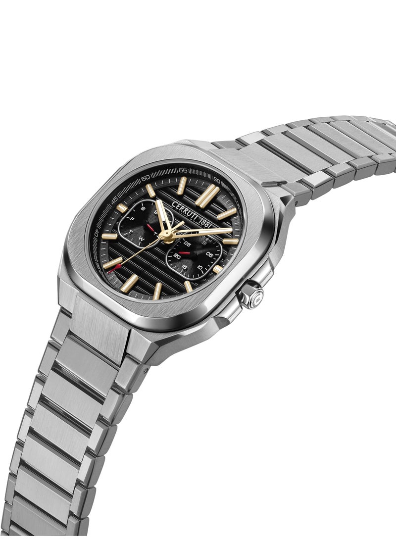 Men's Leadri Multifunction Watch - Squircle Case, Black Dial, White Line Indexes