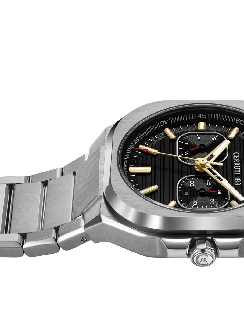 Men's Leadri Multifunction Watch - Squircle Case, Black Dial, White Line Indexes