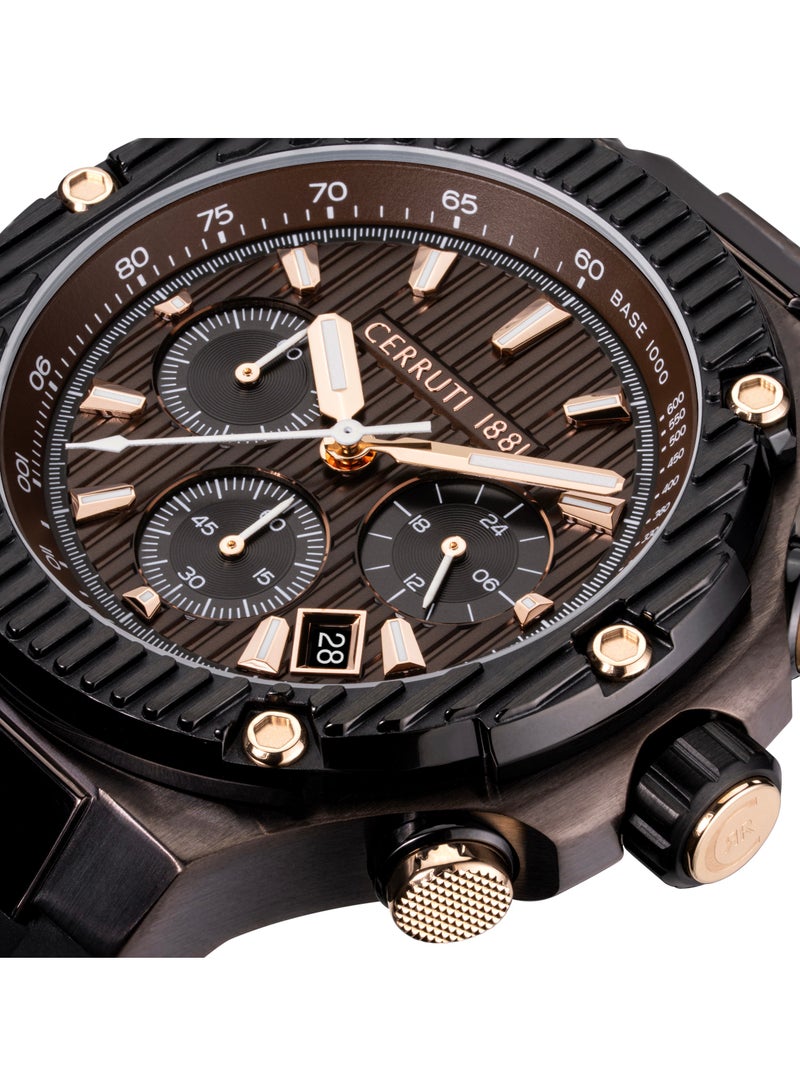 Men's Lucardo Chronograph Watch - Black Dial, Black Silicone Strap