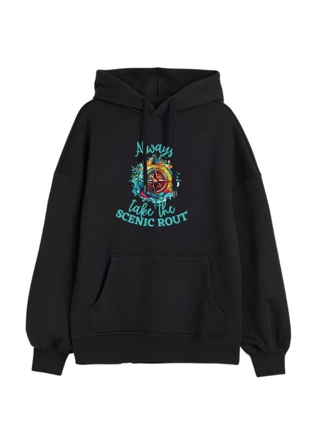 Traveller Hoodie For Women-Soft Cotton Pullover With Traveller Design-Long Sleeve With Drawstring And Pockets-Perfect For Travel,Hiking,Outdoor