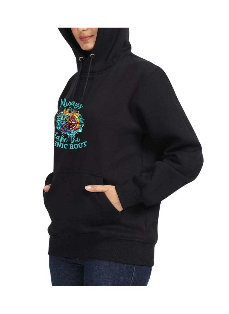 Traveller Hoodie For Women-Soft Cotton Pullover With Traveller Design-Long Sleeve With Drawstring And Pockets-Perfect For Travel,Hiking,Outdoor