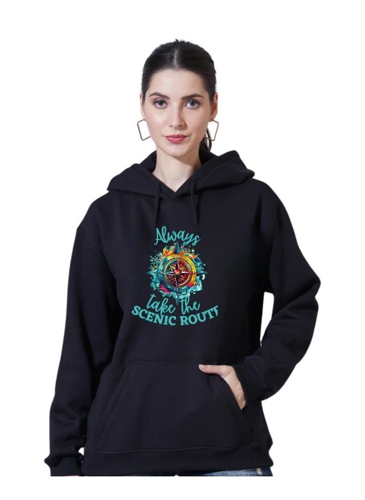 Traveller Hoodie For Women-Soft Cotton Pullover With Traveller Design-Long Sleeve With Drawstring And Pockets-Perfect For Travel,Hiking,Outdoor