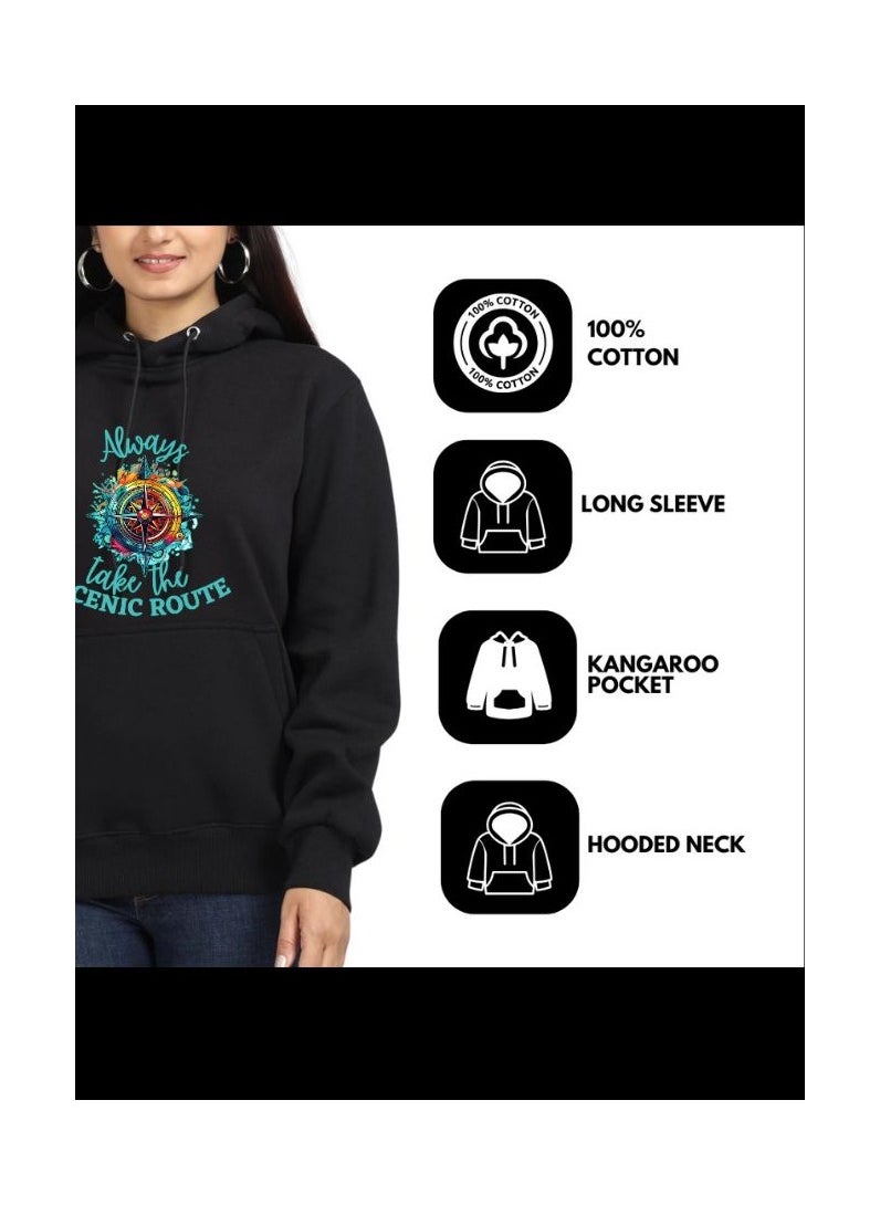 Traveller Hoodie For Women-Soft Cotton Pullover With Traveller Design-Long Sleeve With Drawstring And Pockets-Perfect For Travel,Hiking,Outdoor