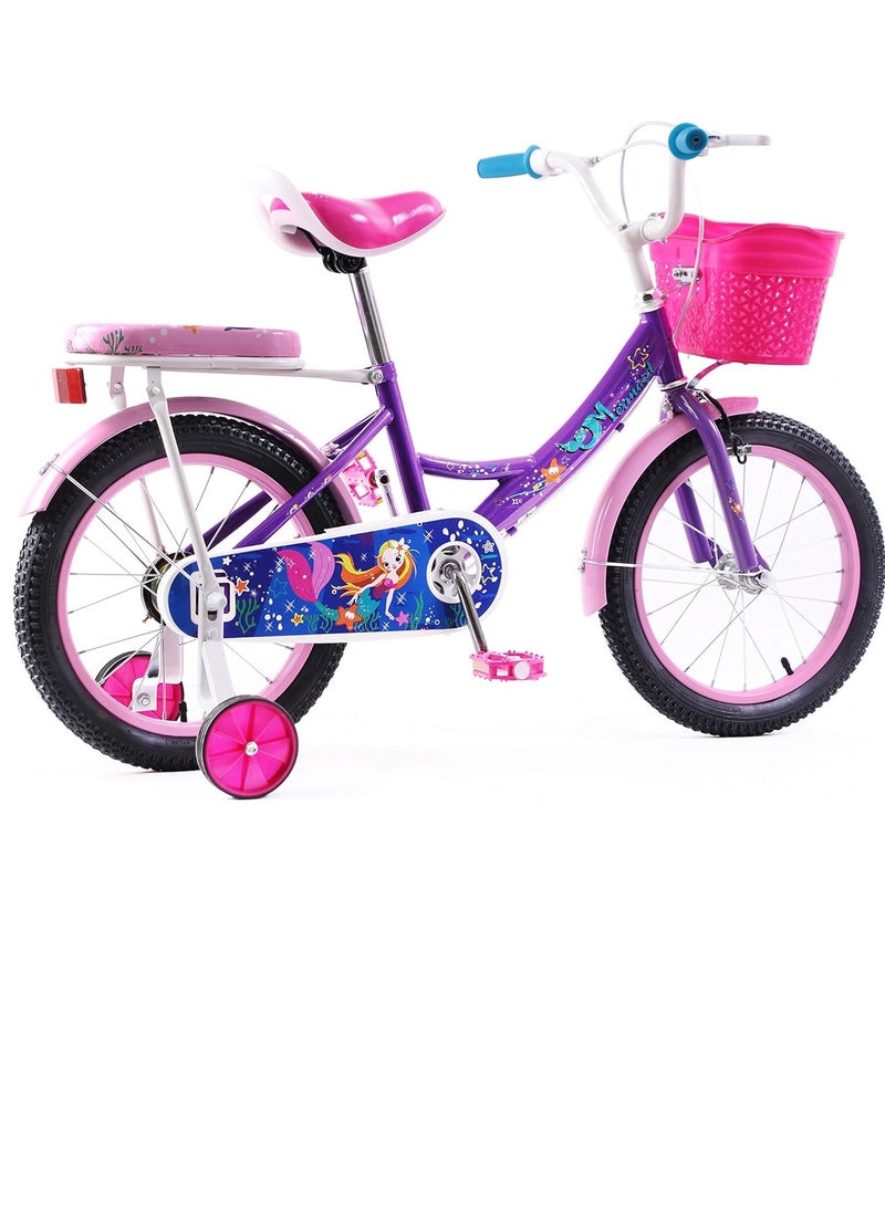 Elgo Mermaid Kids Road Bike 16 Inch w/ Training Wheels - Purple